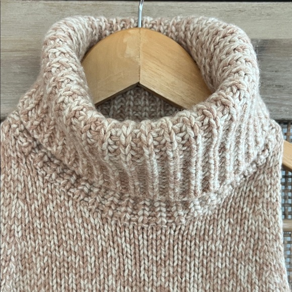 NWOT Cozy Tan Turtleneck Merino Wool Sweater Vest - Picture 3 of 7